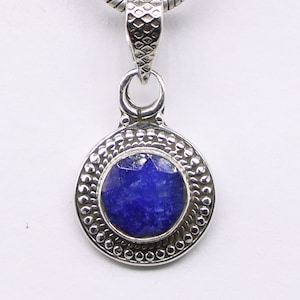 Natural Blue Sapphire Pendant, 925 Sterling Silver Pendant, Blue Sapphire Gemstone, Free Shipping, American Seller AP571