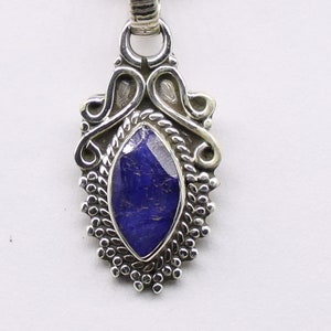Natural Blue Sapphire Pendant, 925 Sterling Silver Pendant, Blue Sapphire Gemstone, Free Shipping, American Seller AP610