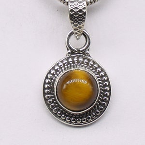 Natural Tiger Eye Pendant, 925 Sterling Silver Pendant, Tiger Eye Gemstone, Free Shipping, American Selle AP539