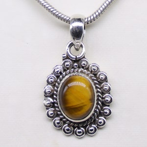 Natural Tiger Eye Pendant, 925 Sterling Silver Pendant, Tiger Eye Gemstone, Free Shipping, American Selle AP34