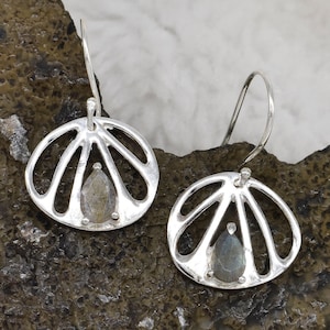 Natural Labradorite Earrings, 925 Sterling Silver Earrings, Labradorite Gemstone, Free Shipping, American Seller RE1009