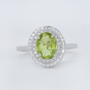 WOW Peridot Ring, 925 Sterling Silver Ring, Peridot Gemstone & CZ, Free Shipping, American Seller GR776