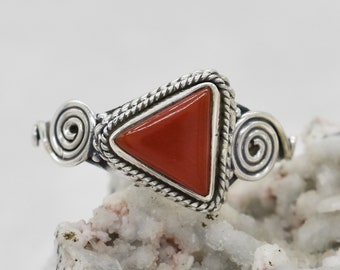 Natural Coral Ring, 925 Sterling Silver Ring, Coral Gemstone, Free Shipping, American Seller RJ-1461