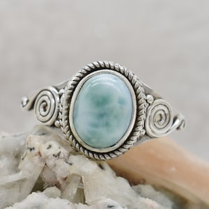 Larimar Ring, 925 Sterling Silver Ring, Larimar Gemstone, Free Shipping, American Seller RJ-1380