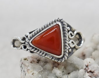 Natural Coral Ring, 925 Sterling Silver Ring, Coral Gemstone, Free Shipping, American Seller RJ-1388