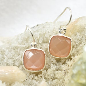 Natural Moonstone Earrings, 925 Sterling Silver Earrings, Moonstone Gemstone, Free Shipping, American Seller RE-580