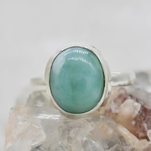 Larimar Ring, 925 Sterling Silver Ring, Larimar Gemstone, Free Shipping, American Seller RJ-1371