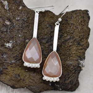 Natural Moonstone Earrings, 925 Sterling Silver Earrings, Moonstone Gemstone, Free Shipping, American Seller RE941