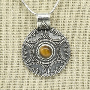 Natural Tiger Eye Pendant, 925 Sterling Silver Pendant, Tiger Eye Gemstone, Free Shipping, American Seller P109
