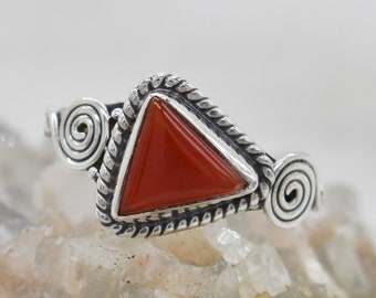 Natural Coral Ring, 925 Sterling Silver Ring, Coral Gemstone, Free Shipping, American Seller RJ-1369