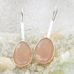 Natural Moonstone Earrings, 925 Sterling Silver Earrings, Moonstone Gemstone, Free Shipping, American Seller RE-735