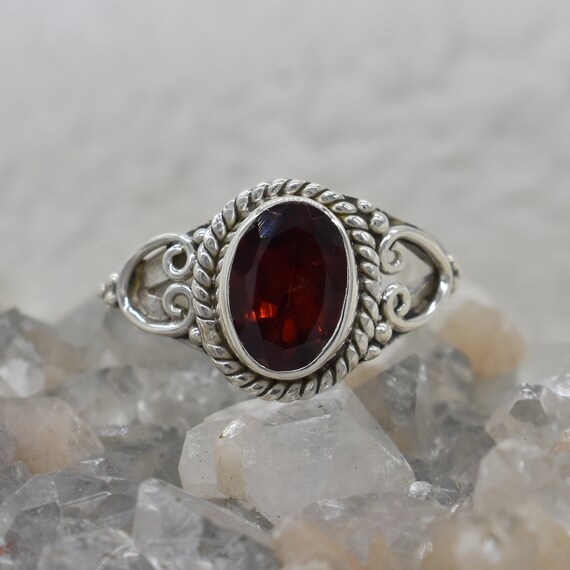 紅深＊ガーネット＊Silver925のリング＊Old American Natural Garnet Ring, 925 Sterling Silver Ring, Garnet
