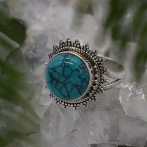 Natural Turquoise Ring, 925 Sterling Silver Ring, Turquoise Gemstone, Free Shipping, American Seller RJ-275