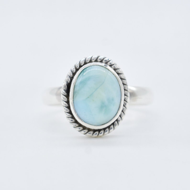 American Seller RJ-1421 Free Shipping Larimar Ring Larimar Gemstone 925 Sterling Silver Ring