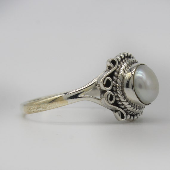 Natural Pearl Ring, 925 Sterling Silver Ring, Pearl Gemstone