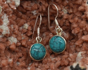 Natural Turquoise Earrings, 925 Sterling Silver Earrings, Turquoise Gemstone, Free Shipping, American Seller RE-46