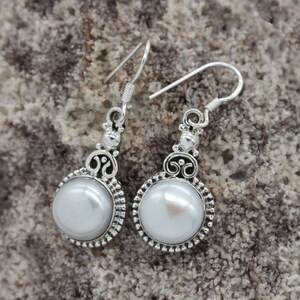 Natural Pearl Earrings, 925 Sterling Silver Earrings, Pearl Gemstone, Free Shipping, American Seller RE-51