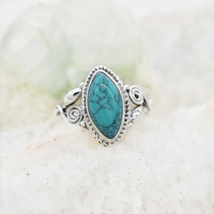 Natural Turquoise Ring, 925 Sterling Silver Ring, Turquoise Gemstone, Free Shipping, American Seller JR521