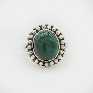 Natural Malachite Ring, 925 Sterling Silver Ring, Malachite Gemstone, Free Shipping, American Seller AR759