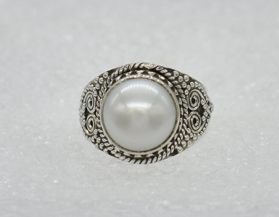 SILVER925 PEARL NATIVE DESIGN RING/シルバー Natural Pearl Ring, 925 Sterling Silver Ring, Pearl Gemstone