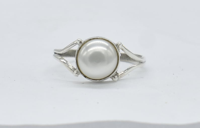 American Seller RJ-48 Natural Pearl Ring Free Shipping Pearl Gemstone 925 Sterling Silver Ring