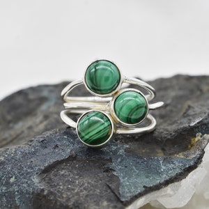 Natural Malachite Ring, 925 Sterling Silver Ring, Malachite Gemstone, Free Shipping, American Seller JR452