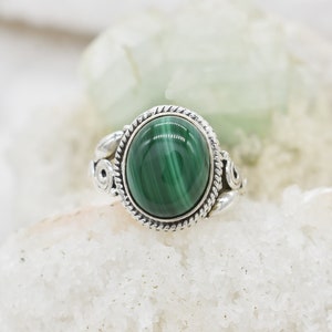 Natural Malachite Ring, 925 Sterling Silver Ring, Malachite Gemstone, Free Shipping, American Seller JR468
