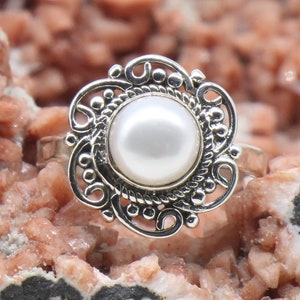 Natural Pearl Ring, 925 Sterling Silver Ring, Pearl Gemstone, Free Shipping, American Seller AR177
