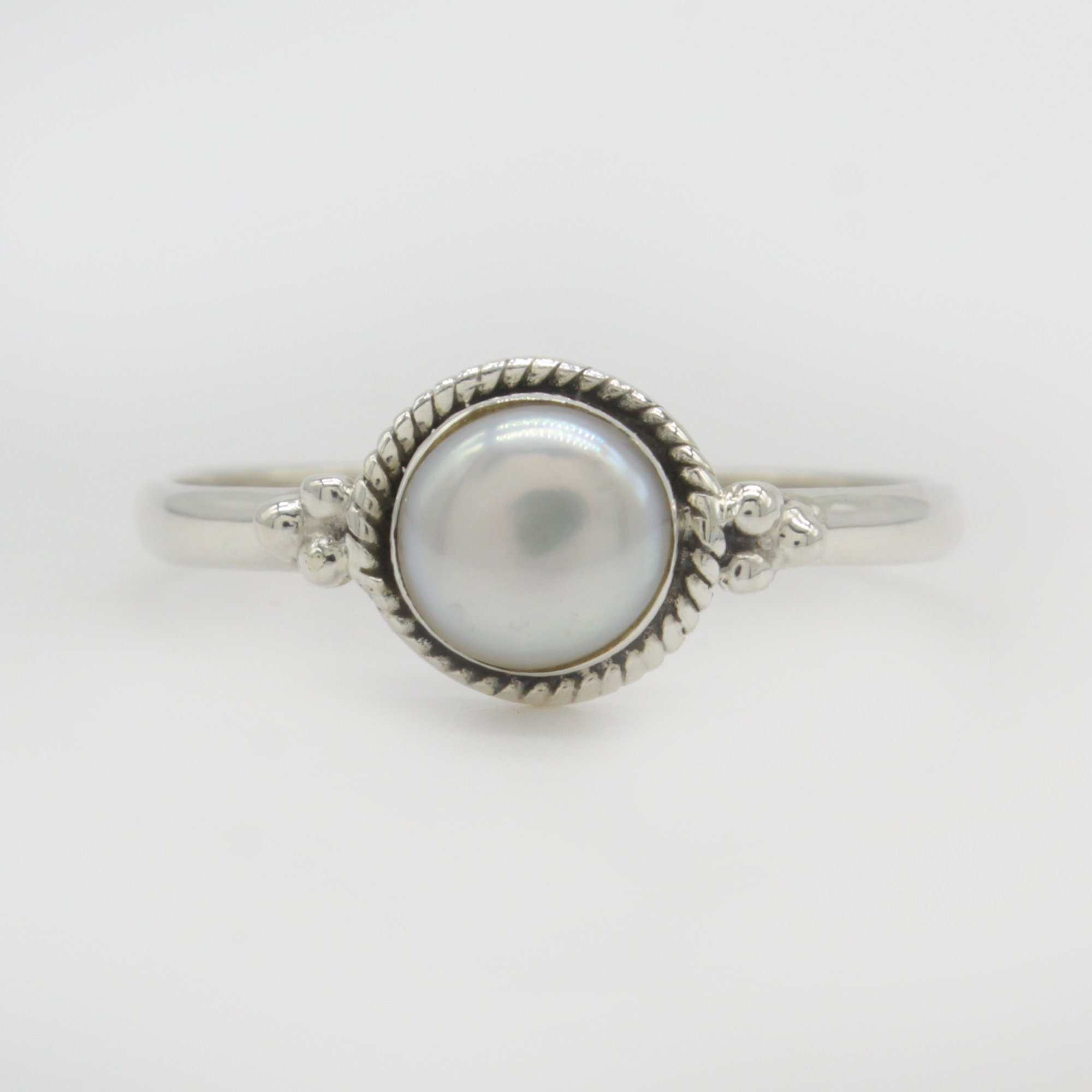 Pearl 925 Silver Plated Ethnic Handmade Jewelry Ring US Size 9.5 R-18521