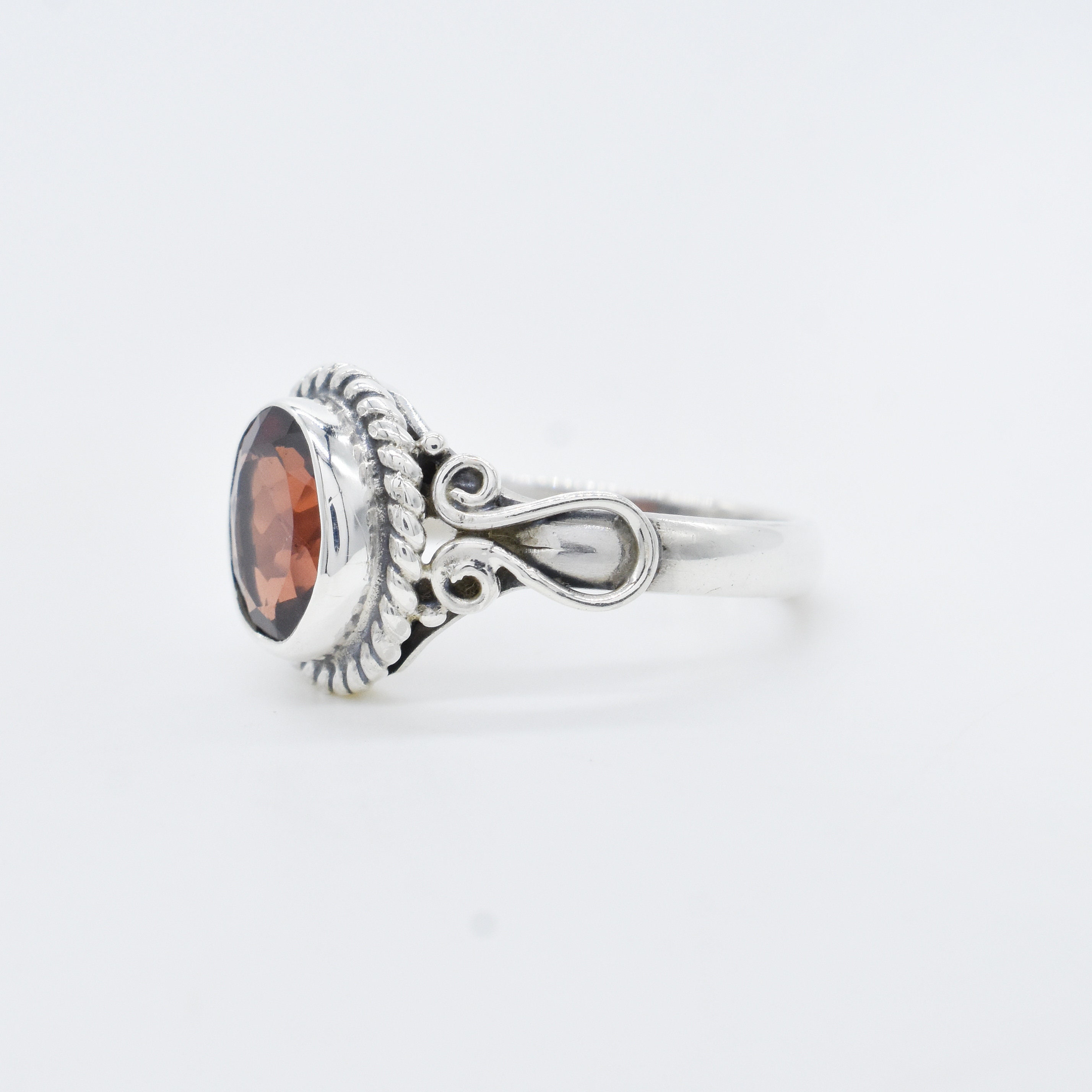 Natural Garnet Ring, 925 Sterling Silver Ring, Garnet