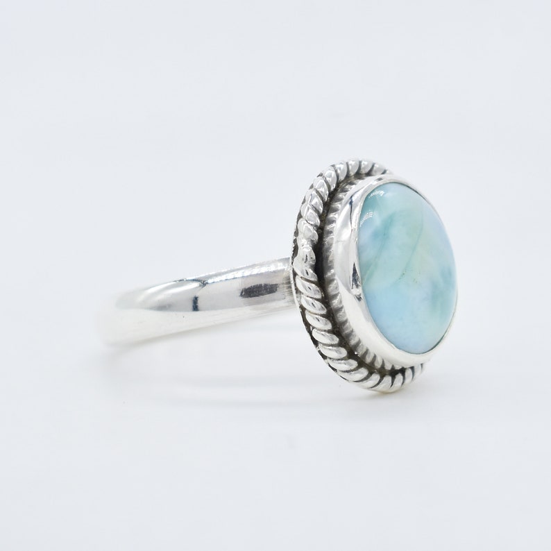 American Seller RJ-1421 Free Shipping Larimar Ring Larimar Gemstone 925 Sterling Silver Ring