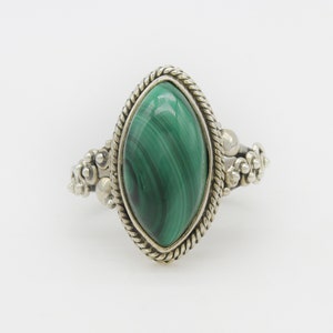 Natural Malachite Ring, 925 Sterling Silver Ring, Malachite Gemstone, Free Shipping, American Seller AR1136