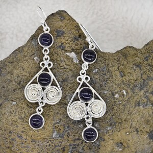 Natural Iyolite Earring, 925 Sterling Silver Earring, Iyolite Gemstone, Free Shipping, American Seller AE304