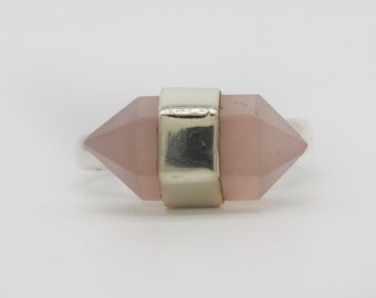 Rose Quartz Ring, 925 Sterling Silver Ring, Natural Quartz Gemstone, Free Shipping, American Seller AR559