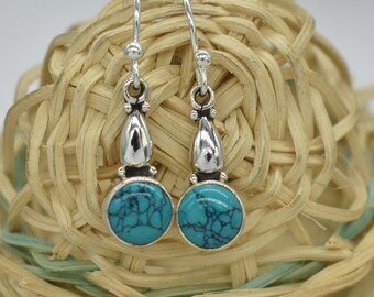 Natural Turquoise Earrings, 925 Sterling Silver Earrings, Turquoise Gemstone, Free Shipping, American Seller RE-292