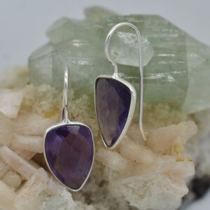 Natural Purple Amethyst Earrings, 925 Sterling Silver Earrings, Amethyst Gemstone, Free Shipping, American Seller RE-429