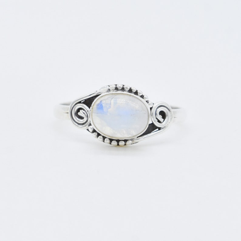 925 Sterling Silver Ring American Seller AR1494 Free Shipping Natural Rainbow Moonstone Ring Moonstone Gemstone