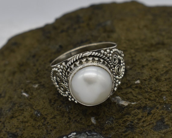 KZX Pearl Open Rings 925 Sterling Silver White