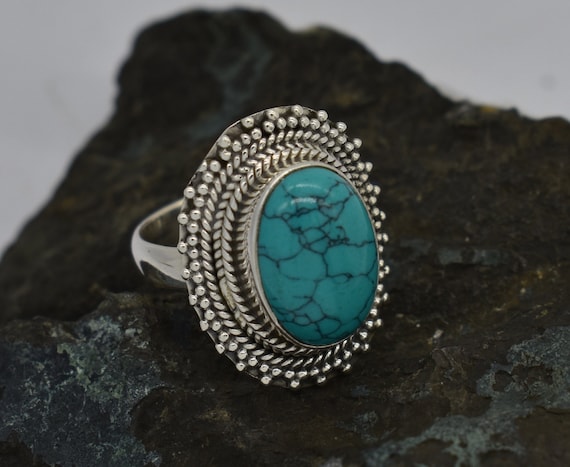 Natural Turquoise Ring, 925 Sterling Silver Ring, Turquoise
