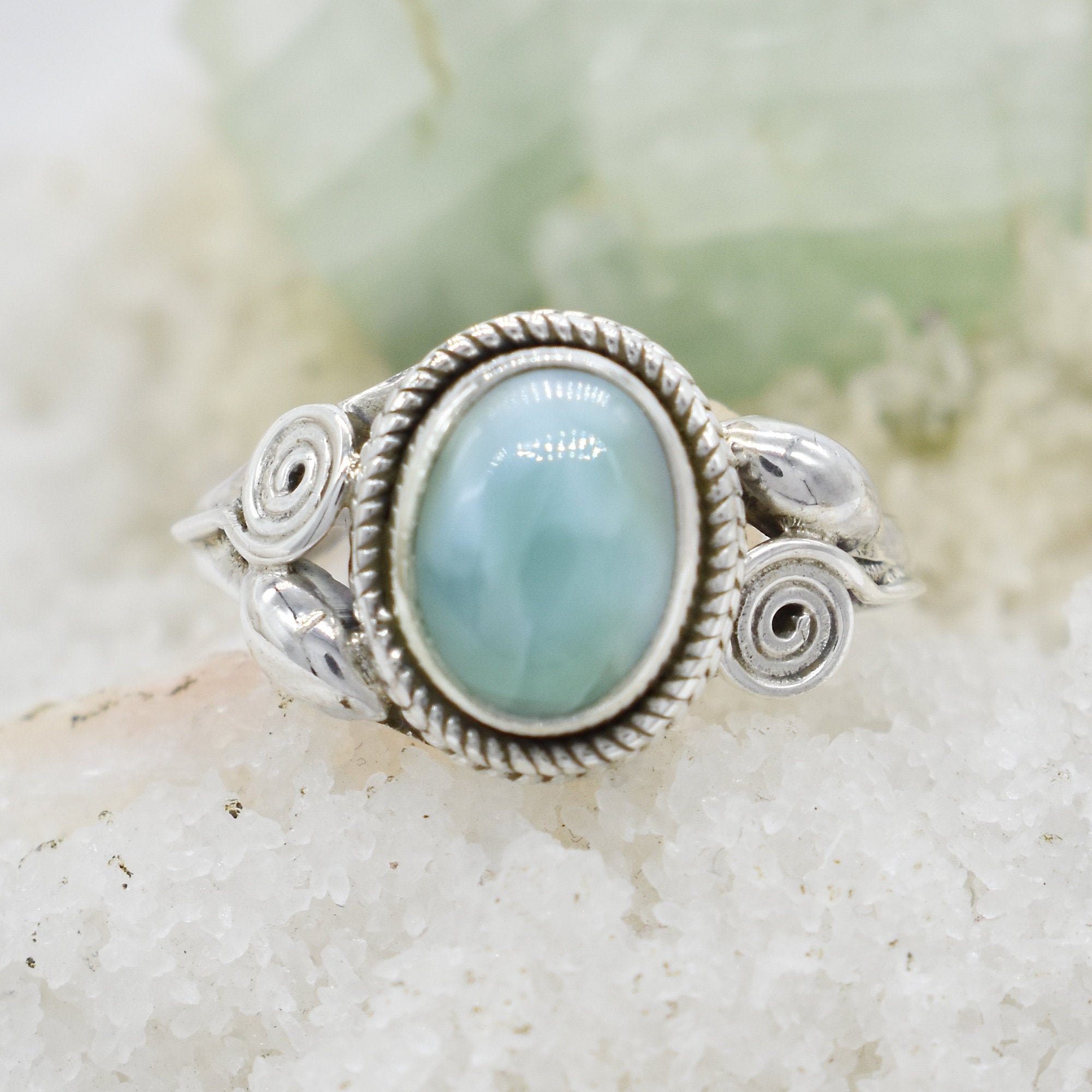 送料無料 お Larimar Gemstone Larimar Ring, Silver Sterling 925 Ring, アクセサリー