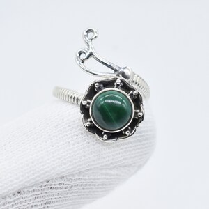 Natural Malachite Ring, 925 Sterling Silver Ring, Malachite Gemstone, Free Shipping, American Seller AR1659