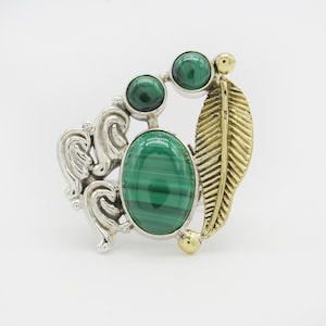 Natural Malachite Ring, 925 Sterling Silver Ring, Malachite Gemstone, Free Shipping, American Seller AR755