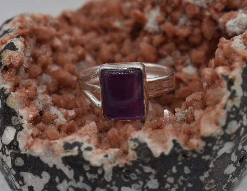 925 Sterling Silver Ring Amethyst Gemstone American Seller RJ-370 Natural Purple Amethyst Ring Free Shipping