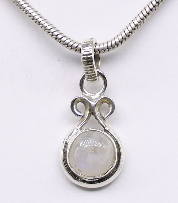 Natural White Rainbow Moonstone Pendant, 925 Sterling Silver Pendant, White Rainbow Gemstone, Free Shipping, American Seller AP575