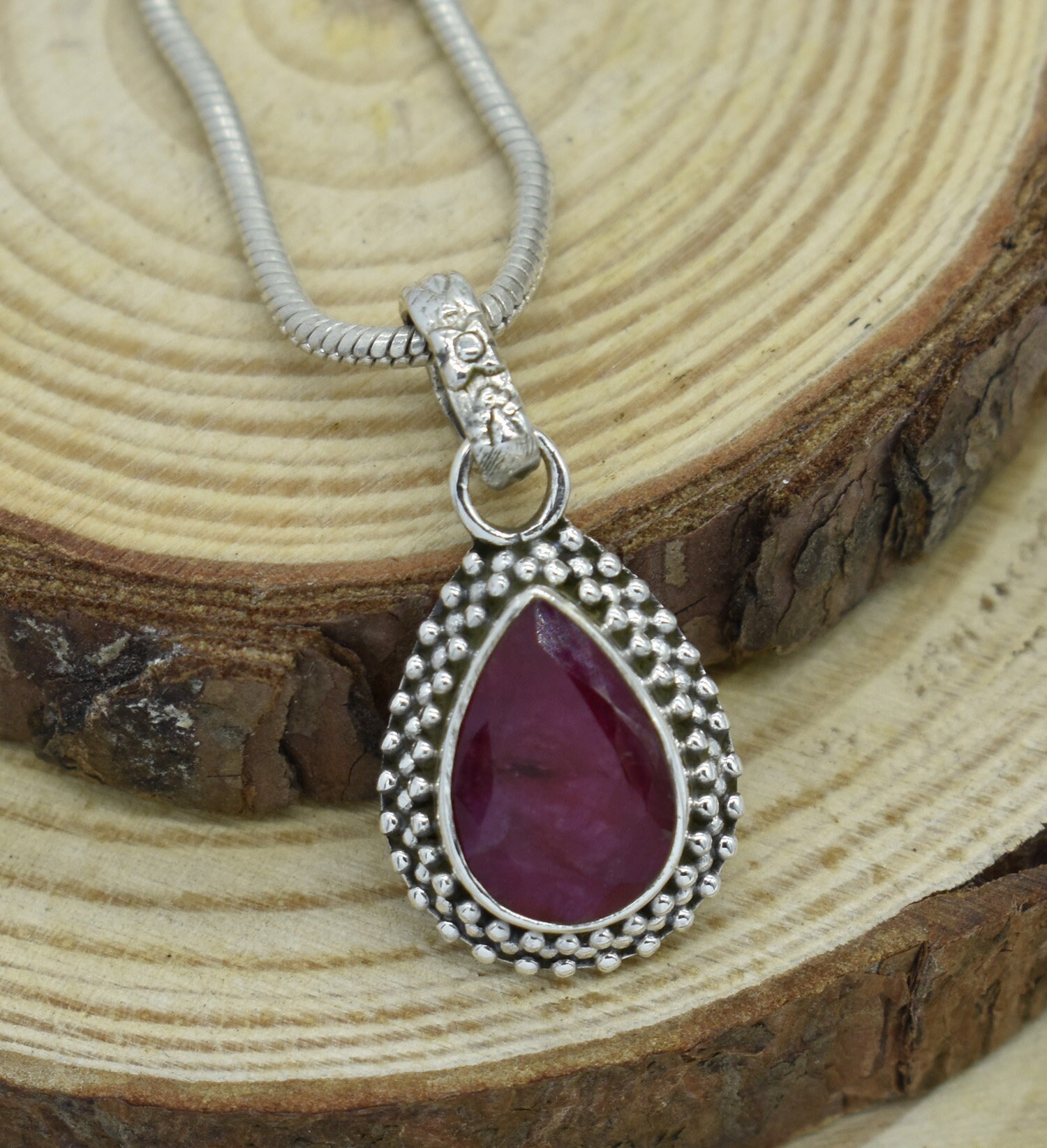 Natural Ruby Pendant, 925 Sterling Silver Pendant, Ruby Gemstone, Free Shipping, American Seller PG-10