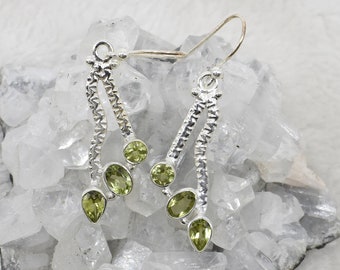 Natural Peridot Earring, 925 Sterling Silver Earring, Peridot Gemstone, Free Shipping, American Seller AE343