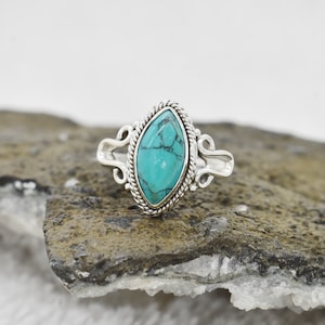 Natural Turquoise Ring, 925 Sterling Silver Ring, Turquoise Gemstone, Free Shipping, American Seller JR513