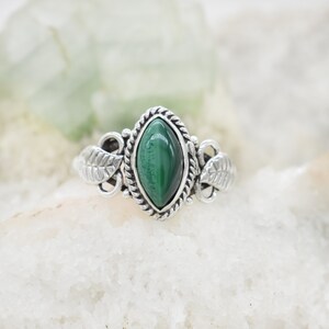 Natural Malachite Ring, 925 Sterling Silver Ring, Malachite Gemstone, Free Shipping, American Seller JR524