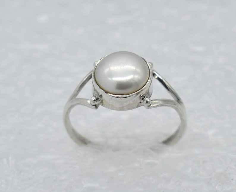 American Seller RJ-48 Natural Pearl Ring Free Shipping Pearl Gemstone 925 Sterling Silver Ring