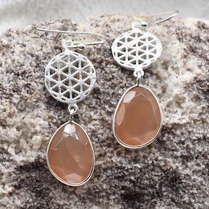 Natural Moonstone Earrings, 925 Sterling Silver Earrings, Moonstone Gemstone, Free Shipping, American Seller RE-721